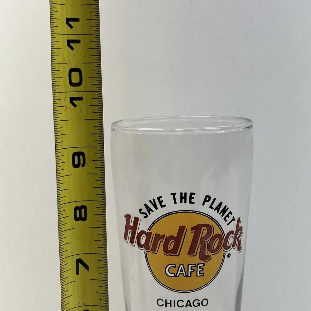 HARD ROCK CAFE Chicago SAVE THE PLANET PILSNER TALL BEER GLASS‎